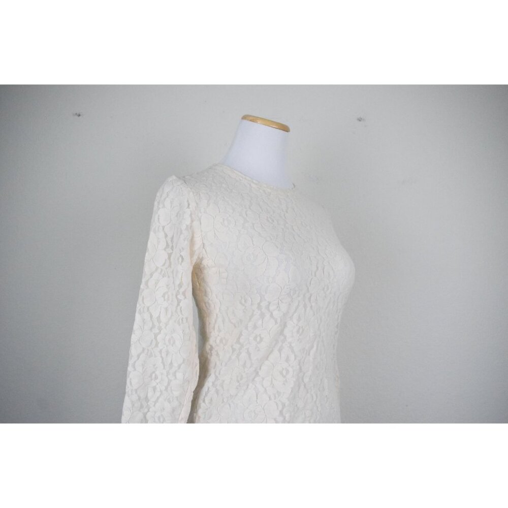 Vintage‎ Beige Nylon Lace Top | blouse size L